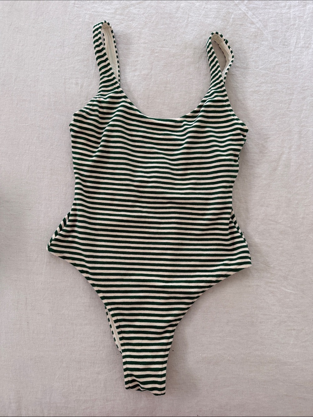 Zulu & Zephyr Green and White Striped Kids One-Piece Swimsuit
